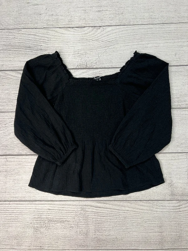 women's long sleeve tops with tall fitsTop Long Sleeve By Madewell In Black, Size: Xxs