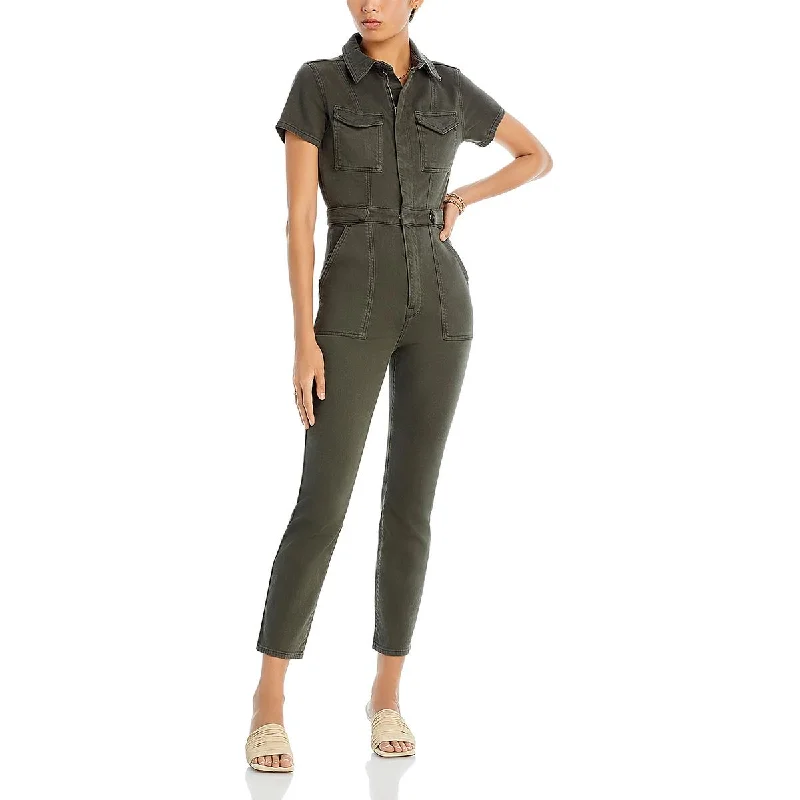 women's jumpsuits with pastel huesGood American Womens Denim Ankle Leg Jumpsuit