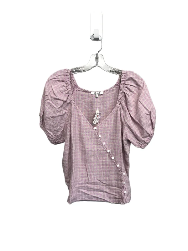 women's T-shirts with off-the-shoulder necksPurple & Tan Top Short Sleeve By Madewell, Size: S