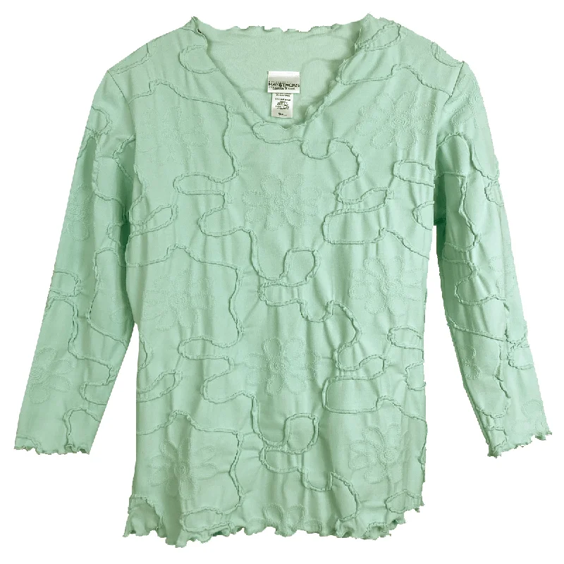 long-sleeved women's topsPastel Turquoise Conduit Surreal Textured Top