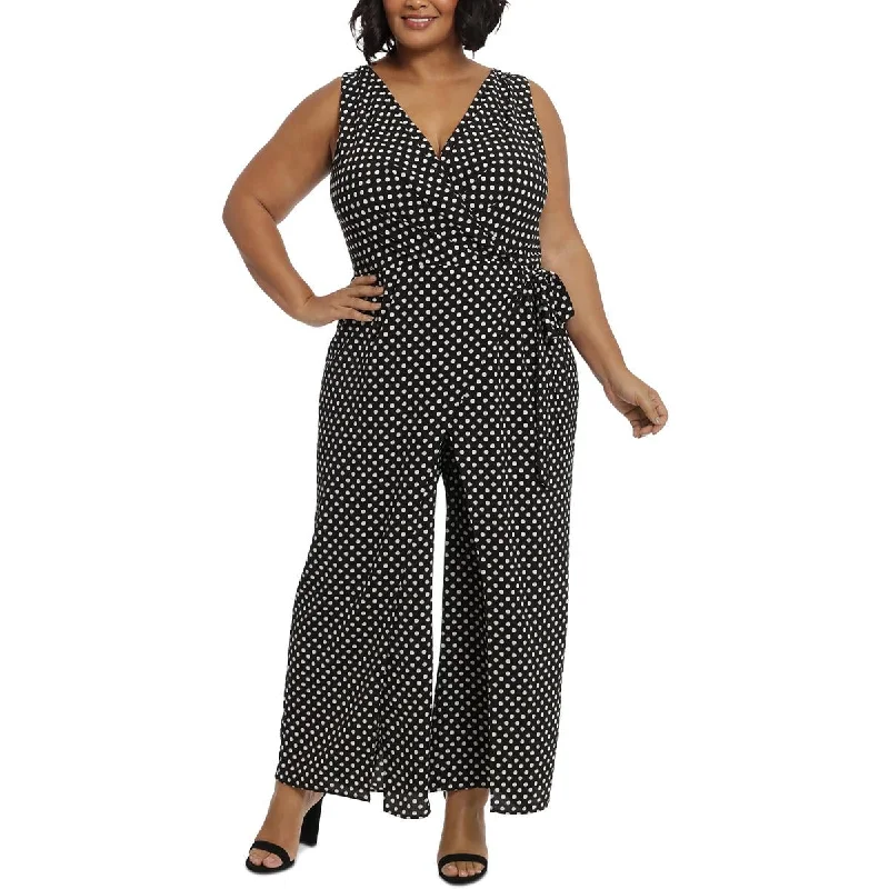 women's jumpsuits for tall womenLondon Times Womens Plus Crepe V-Neck Jumpsuit