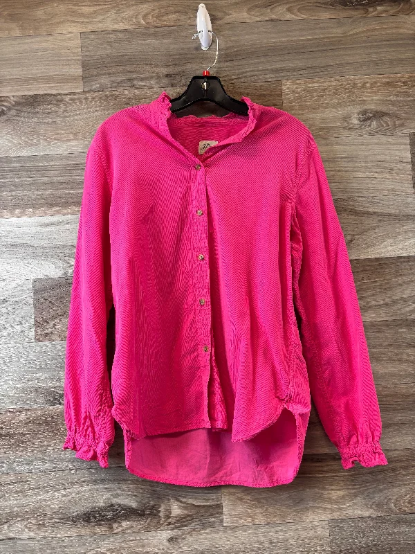 women's long sleeve tops with personalized messagesTop Long Sleeve Basic By J. Crew In Pink, Size: M