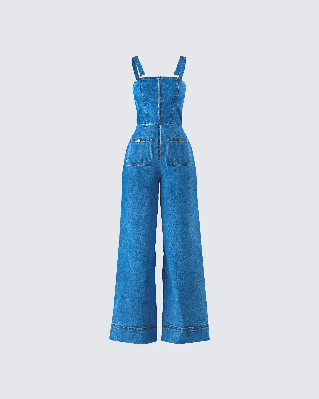 women's jumpsuits for springFawn Blue Denim Overalls