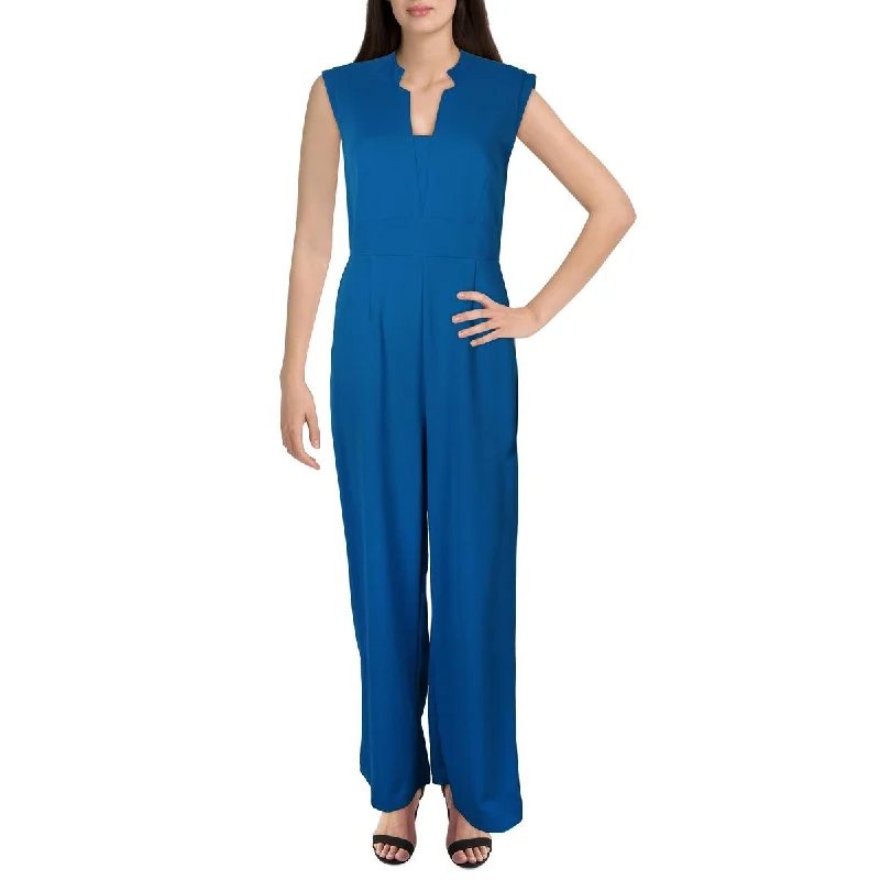 women's jumpsuits with rufflesTahari ASL Womens Knit Sleeveless Jumpsuit