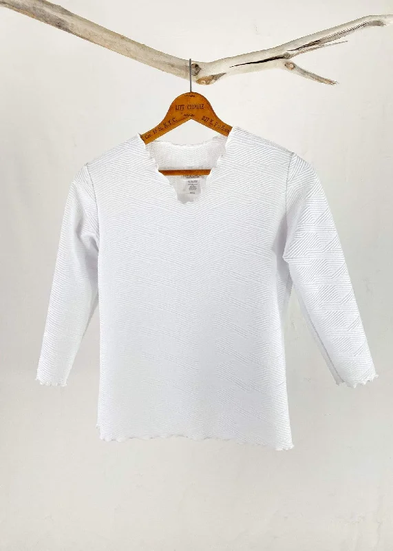 women's tops for those who want to add a touch of elegance and sophistication to their everyday wearWhite Bally Primo Textured Surreal Top