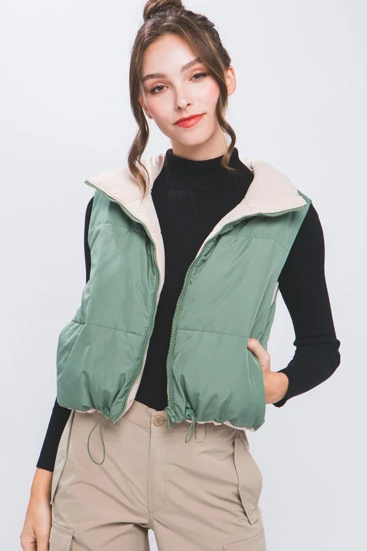 cropped women's topsReversible Cropped Puffer Vests - 6 Colors!