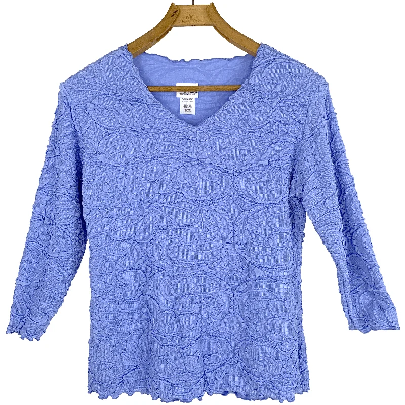 three-quarter sleeve women's topsCornflower Fluence Surreal Textured Top