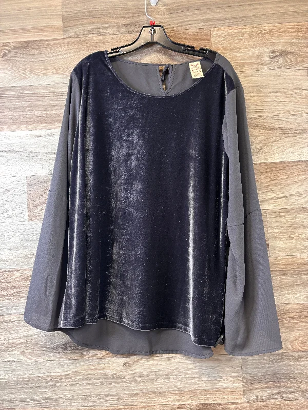 women's long sleeve tops with maternity designsTop Long Sleeve By Faded Glory In Grey, Size: Xl