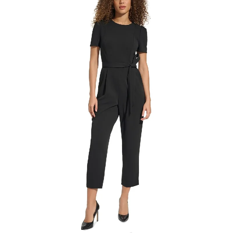 women's jumpsuits for machine-washable fabricsCalvin Klein Womens Tapered Leg Pocket Jumpsuit