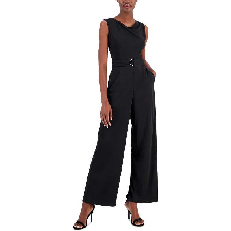 women's jumpsuits with off-the-shoulder necksAnne Klein Womens Sleeveless Wide Leg Jumpsuit