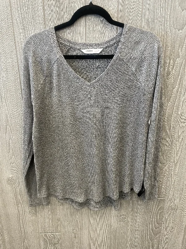 women's long sleeve tops with vintage stylesTop Long Sleeve By Sonoma In Grey, Size: S