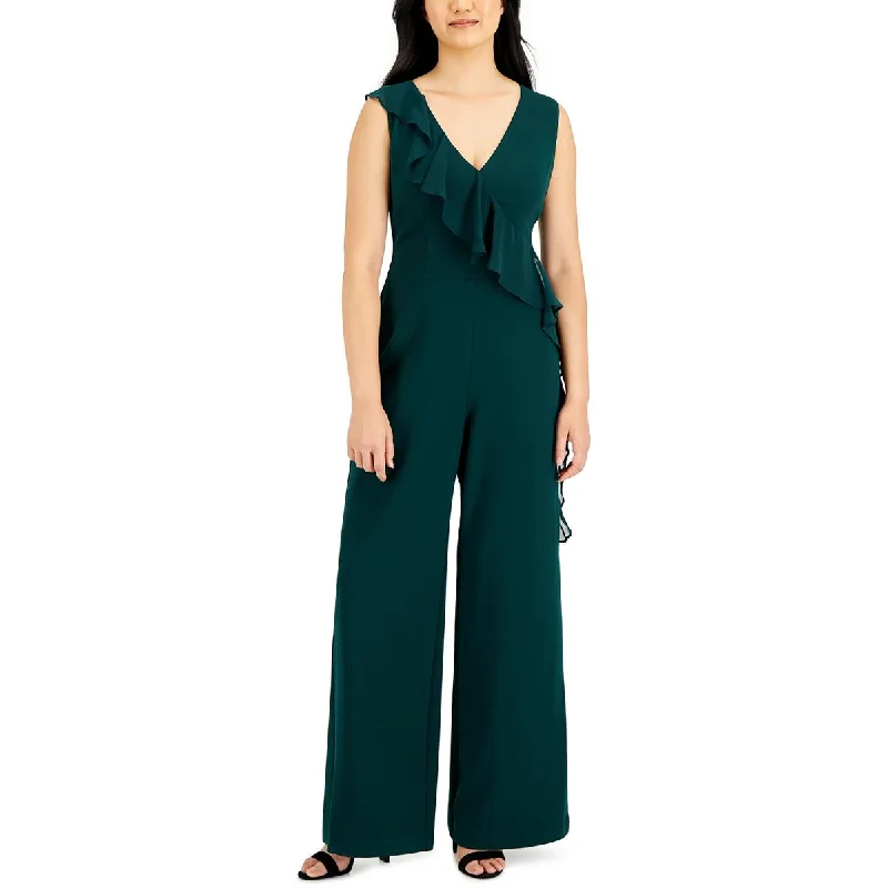 women's jumpsuits for cozy daysConnected Apparel Womens V-Neck Ruffled Jumpsuit