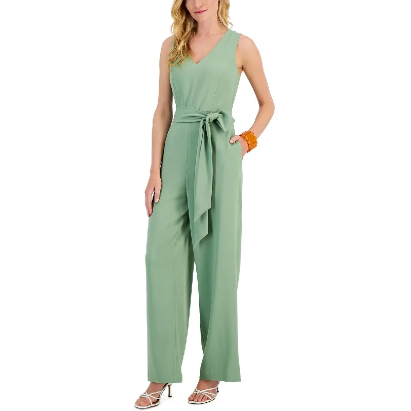 women's jumpsuits made of satinKasper Womens Belted V-Neck Jumpsuit