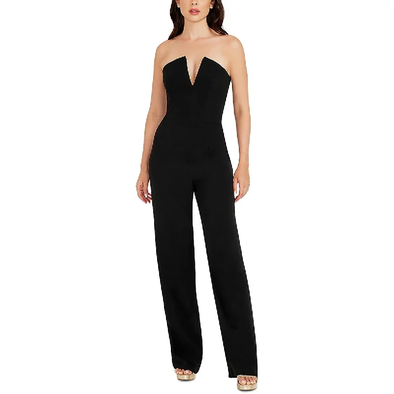 women's jumpsuits with checkered designsDress The Population Womens Fernanda Crepe Strapless Jumpsuit