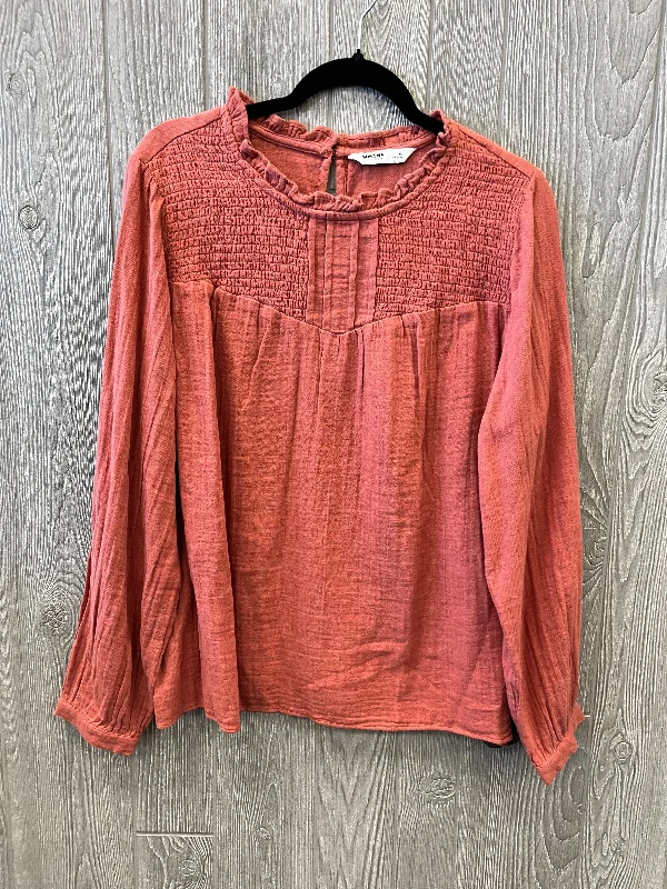 women's long sleeve tops with moisture-wicking materialTop Long Sleeve By Sonoma In Orange, Size: Xl