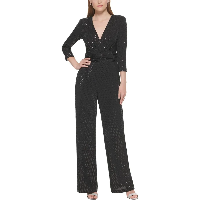 women's jumpsuits for versatile stylingVince Camuto Womens Sequin V-Neck Jumpsuit