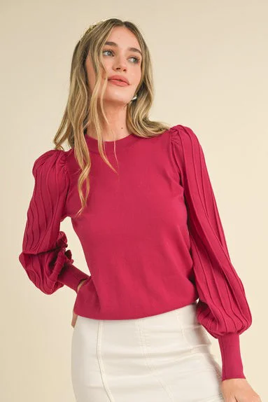 women's tops for cozy nights inRibbed Sleeve Sweaters - 3 Colors!