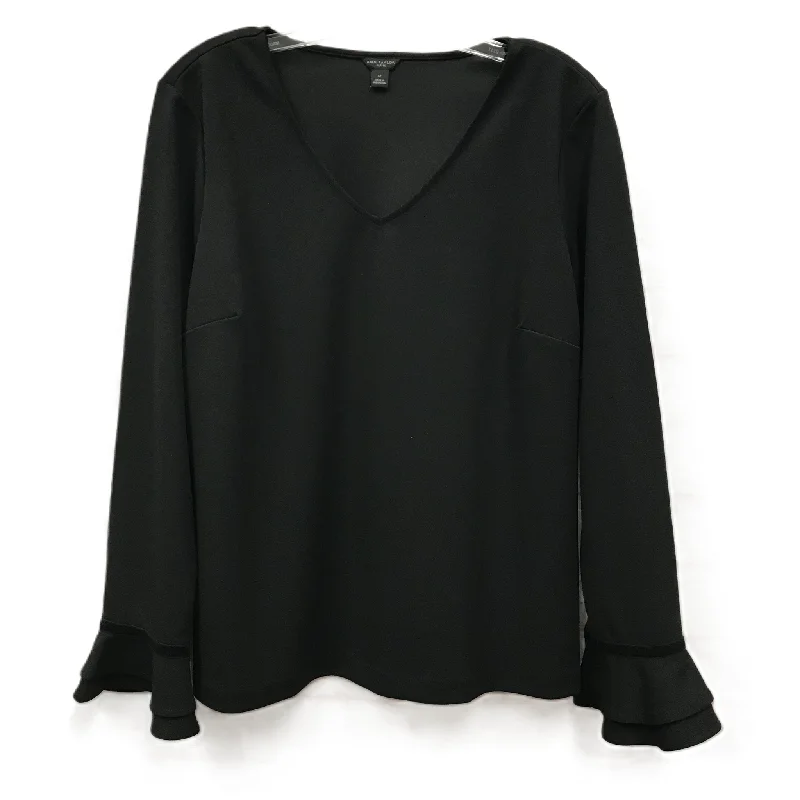 women's long sleeve tops for workTop Long Sleeve By Ann Taylor In Black, Size: Petite L