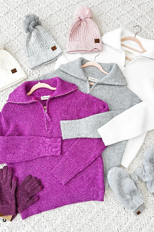 women's tops for those who love to dress up their casual looks with stylish topsKnit Half Zip Pullover Sweater - 3 colors!