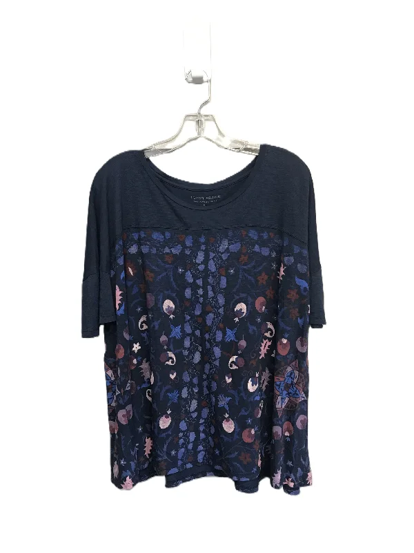 women's T-shirts with floral printsNavy Top Short Sleeve By Lucky Brand, Size: Xl