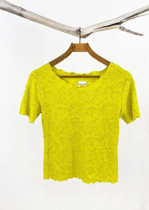 women's tops with lace-up frontsGreen Sheen Jafa Short Sleeve Lettuce Tee