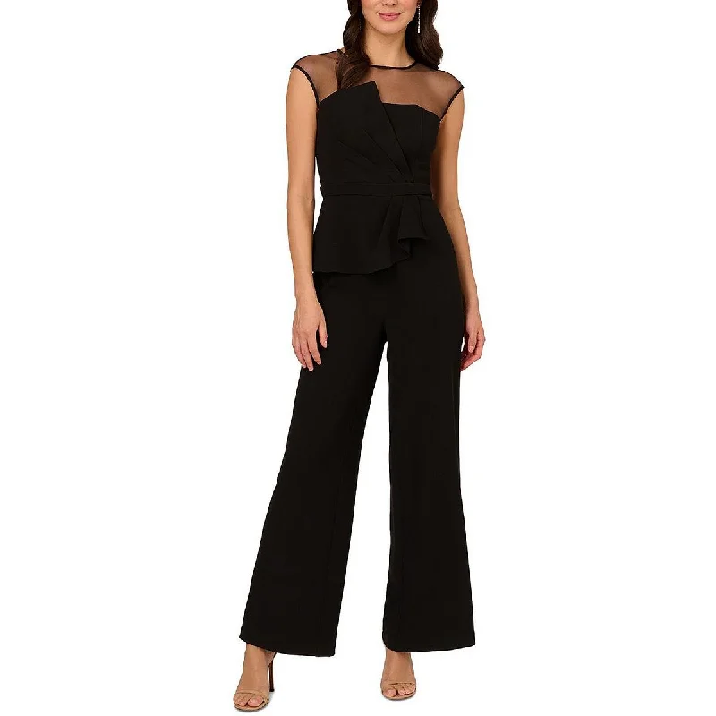 women's jumpsuits for maximalist fashionAdrianna Papell Womens Wide Legs Illusion Neck Jumpsuit