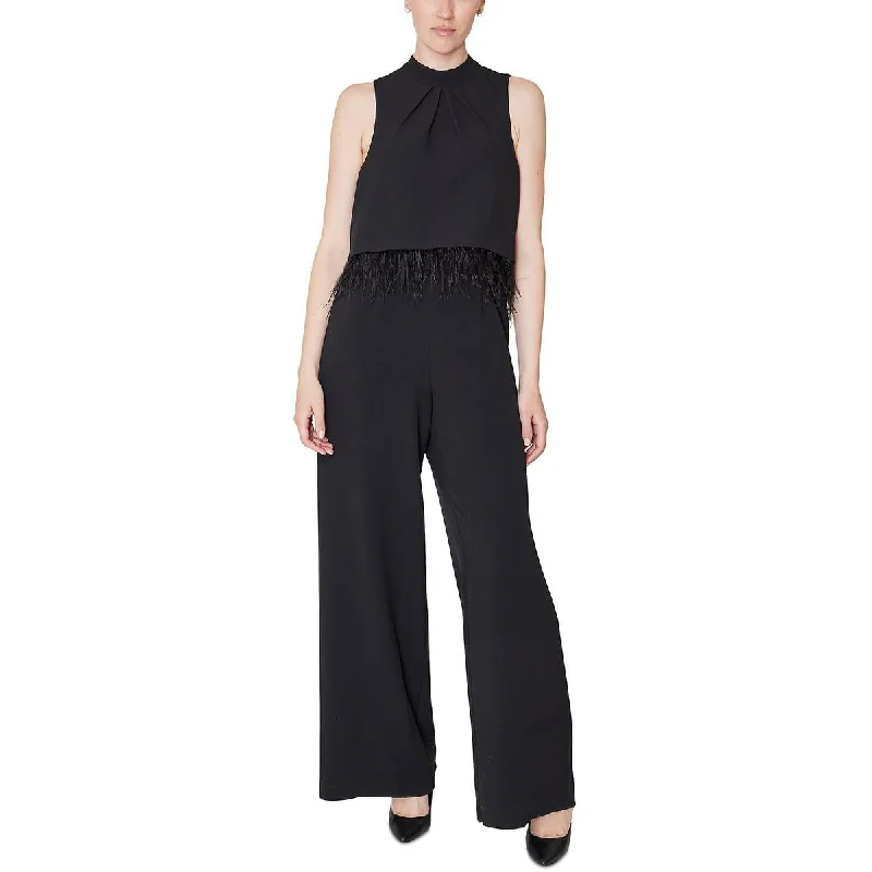 women's jumpsuits for affordable luxuryJulia Jordan Womens Feather Trim Overlay Jumpsuit