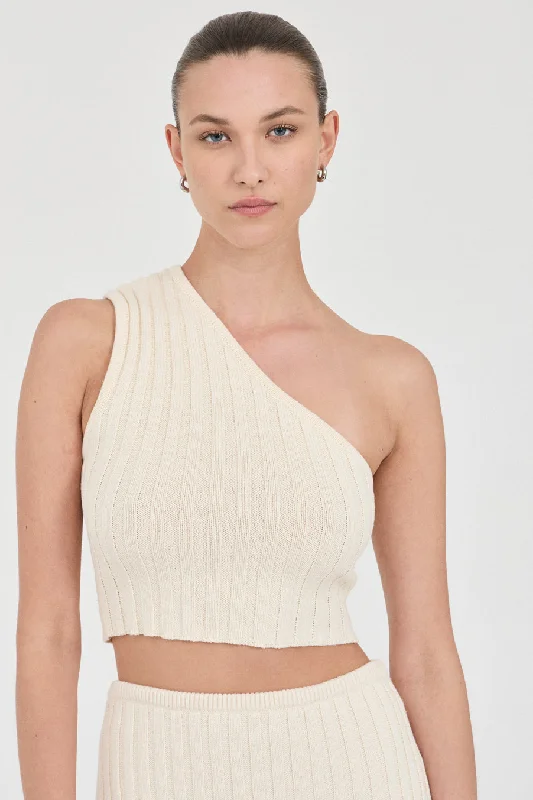 women's tops for those who want to create stylish and put-together outfits without spending a fortuneRowan One shoulder Cotton Knit Top