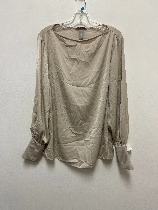 women's long sleeve tops for the officeTop Long Sleeve By H&m In Cream, Size: L