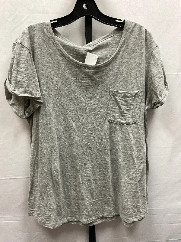 women's T-shirts with pocket accentsGrey Top Short Sleeve Basic Ana, Size L