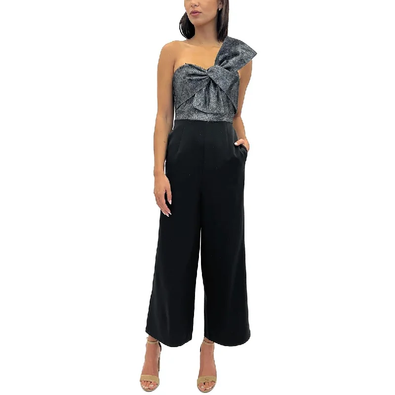 women's jumpsuits with off-the-shoulder sleevesSam Edelman Womens Cady Bow Strapless Jumpsuit