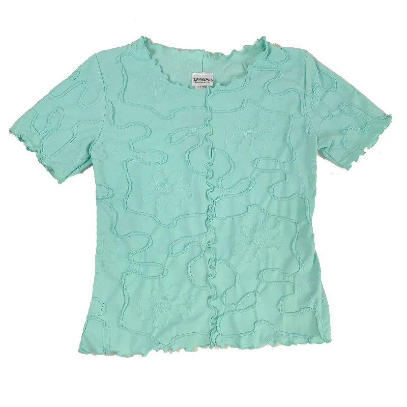 women's tops for smart casual looksPastel Turquoise Conduit Short Sleeve Lettuce Tee