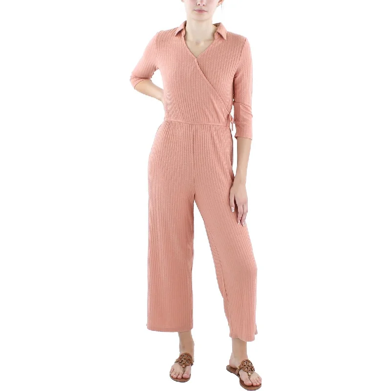 women's jumpsuits for glamorous eveningsSpeechless Womens Waffle Wide Leg Jumpsuit