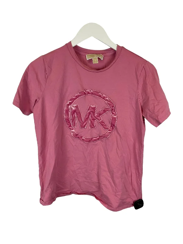 women's T-shirts for outdoor activitiesPink Top Short Sleeve Designer Michael By Michael Kors, Size Xs