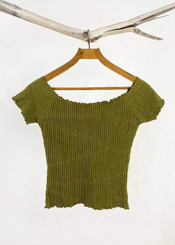 women's tops with geometric patternsMartini Olive Miura Brazilian Textured Ballet Top