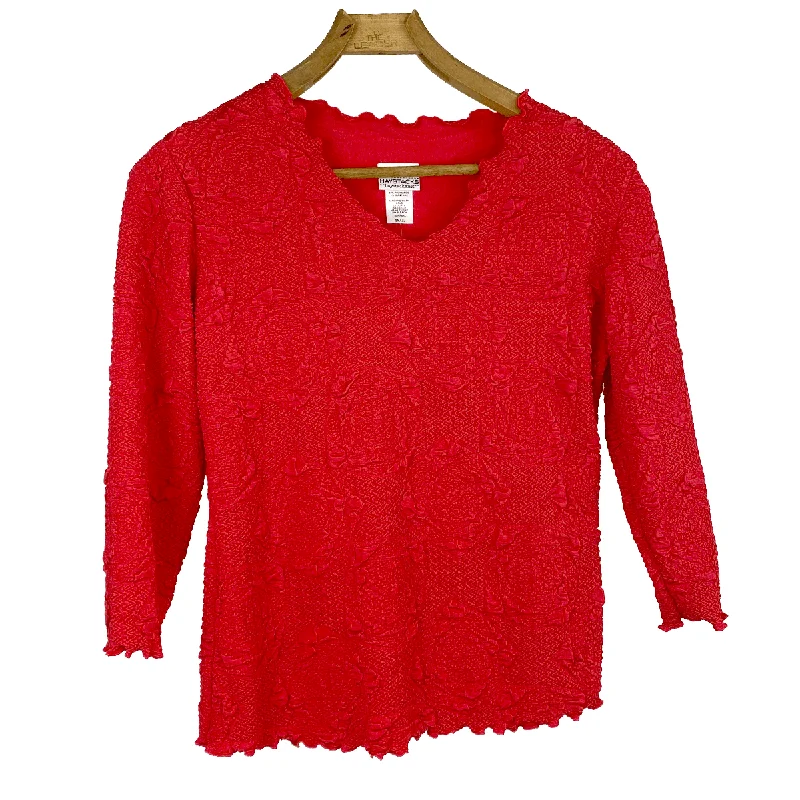 women's tops for those who seek both style and comfortRococco Red Lyrac Jacquard Knit Surreal Top