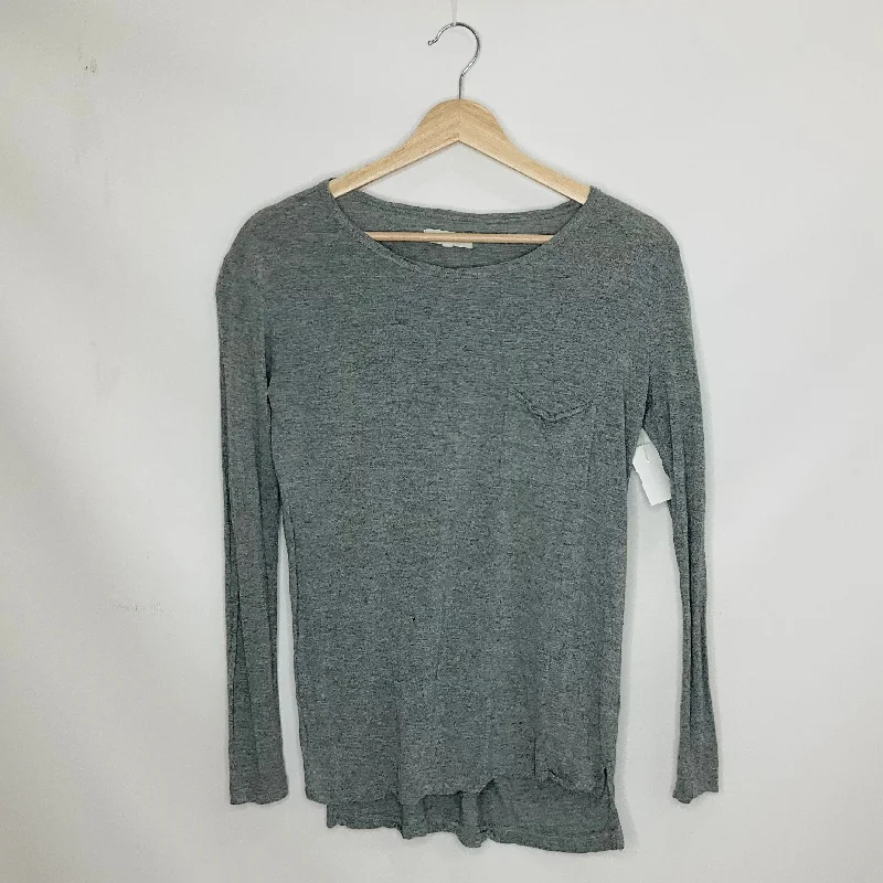 women's long sleeve tops with V-necksTop Long Sleeve Basic By Madewell In Grey, Size: Xs