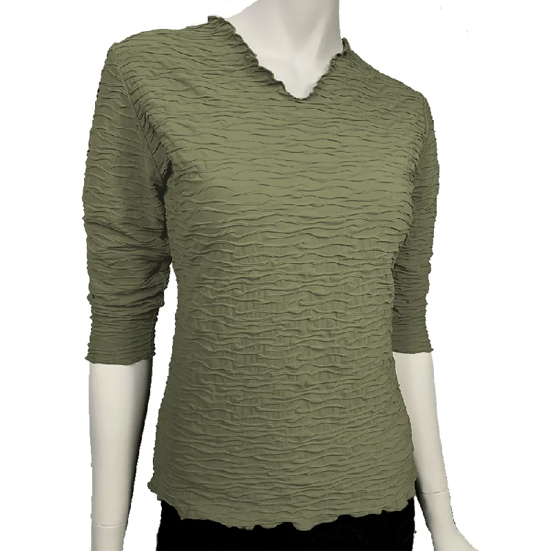 elegant women's topsMartini Olive Crinkle Surreal Textured Top