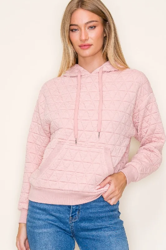 women's tops for those who want to add a pop of color to their outfitsBlush Quilted Hoodie