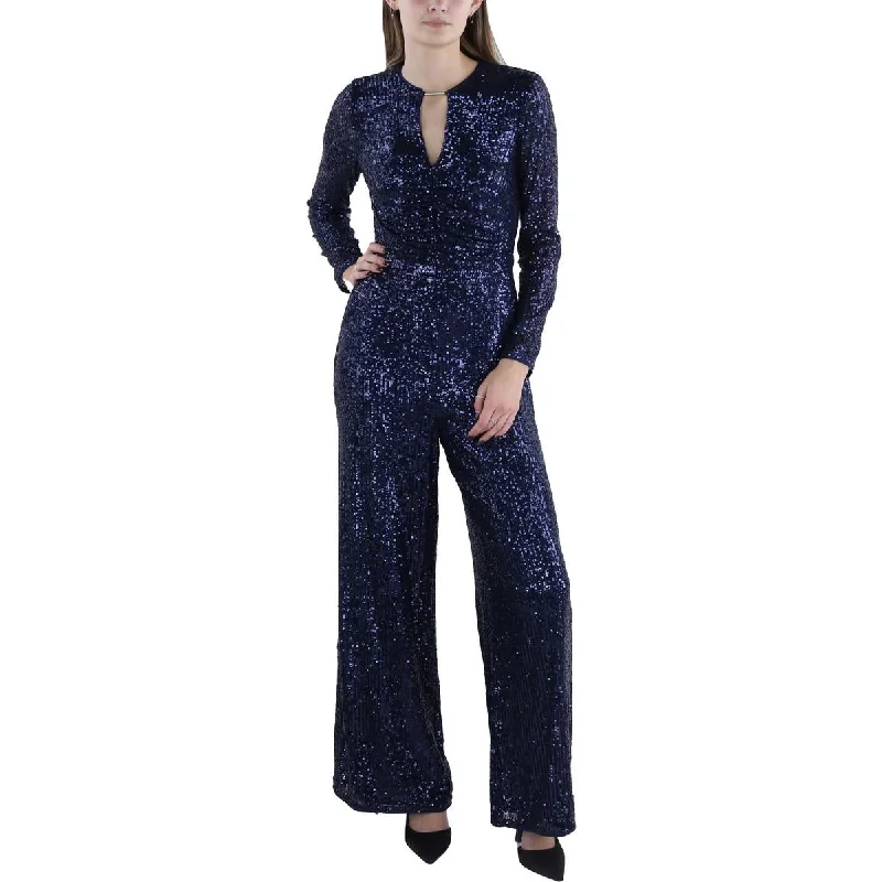 women's jumpsuits with self-ties at the waistMaggy London Womens Sequined Ruched Jumpsuit