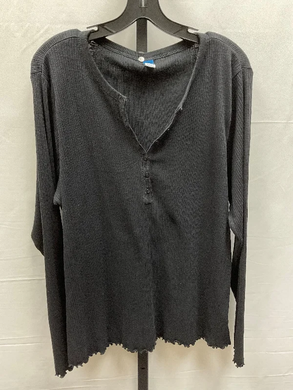 women's long sleeve tops for black-tie affairsTop Long Sleeve By Old Navy In Black, Size: Xxl