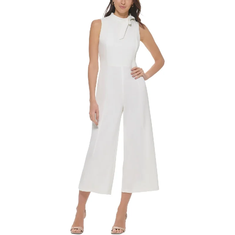 women's jumpsuits with zippersCalvin Klein Womens Cropped Wide Leg Jumpsuit