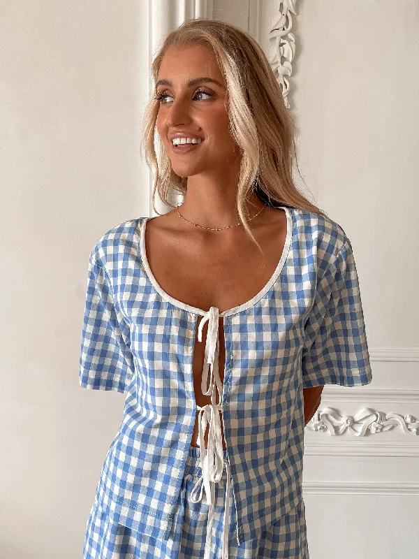 women's tops for picnics in the parkRevan Top - Blue Check