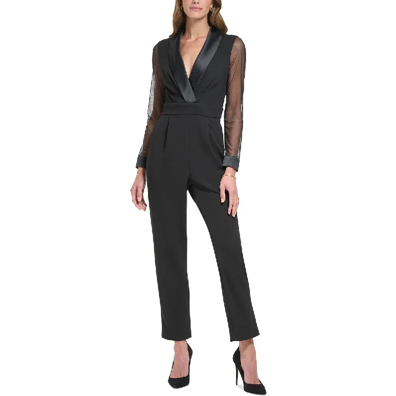 women's chic jumpsuitsJessica Howard Womens Petites Illusion Straight Leg Jumpsuit