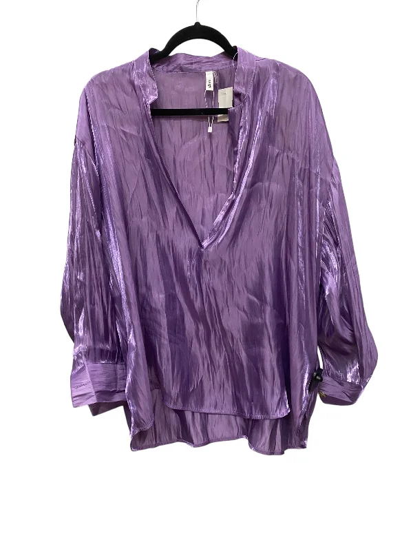 women's long sleeve tops with warm and cozy fabricTop Long Sleeve By Glam In Purple, Size: L