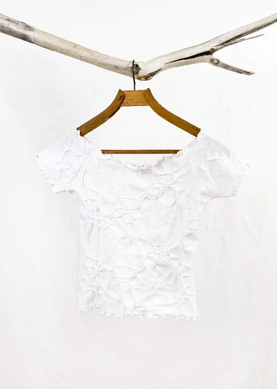 women's tops for those who want to wear pieces that are both functional and fashionableWhite Conduit Brazilian Textured Ballet Top