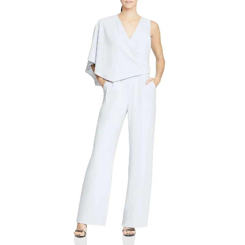 women's jumpsuits for pear-shaped bodiesHalston Womens Faux Wrap Asymmetric Jumpsuit