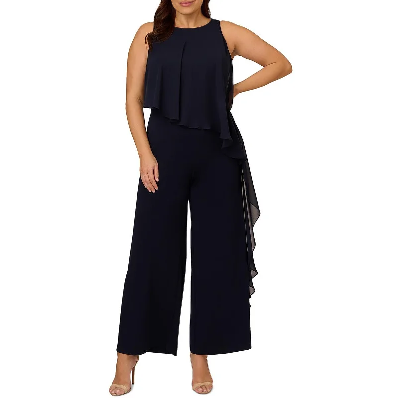 women's jumpsuits with zippersAdrianna Papell Womens Plus Chiffon Crepe Jumpsuit