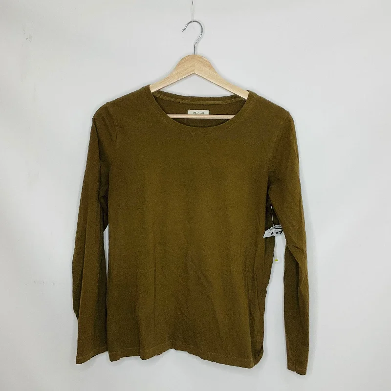 women's long sleeve tops with button-down frontsTop Long Sleeve By Madewell In Green, Size: M