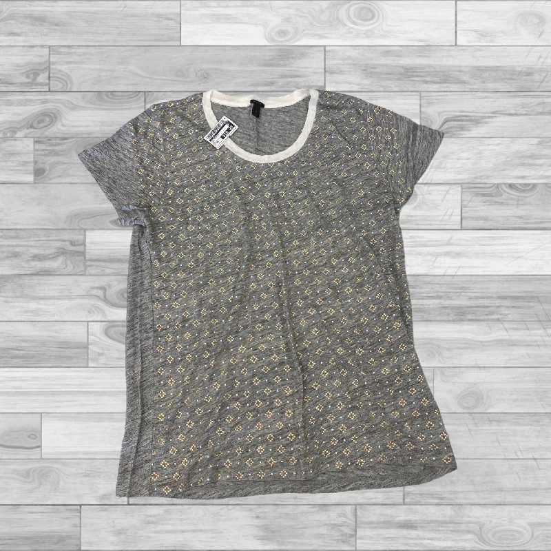 women's T-shirts with bleach-splatter designsGrey Top Short Sleeve Basic J. Crew, Size Xl